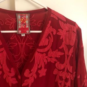 Red XL Johnny Was button-up tunic dress